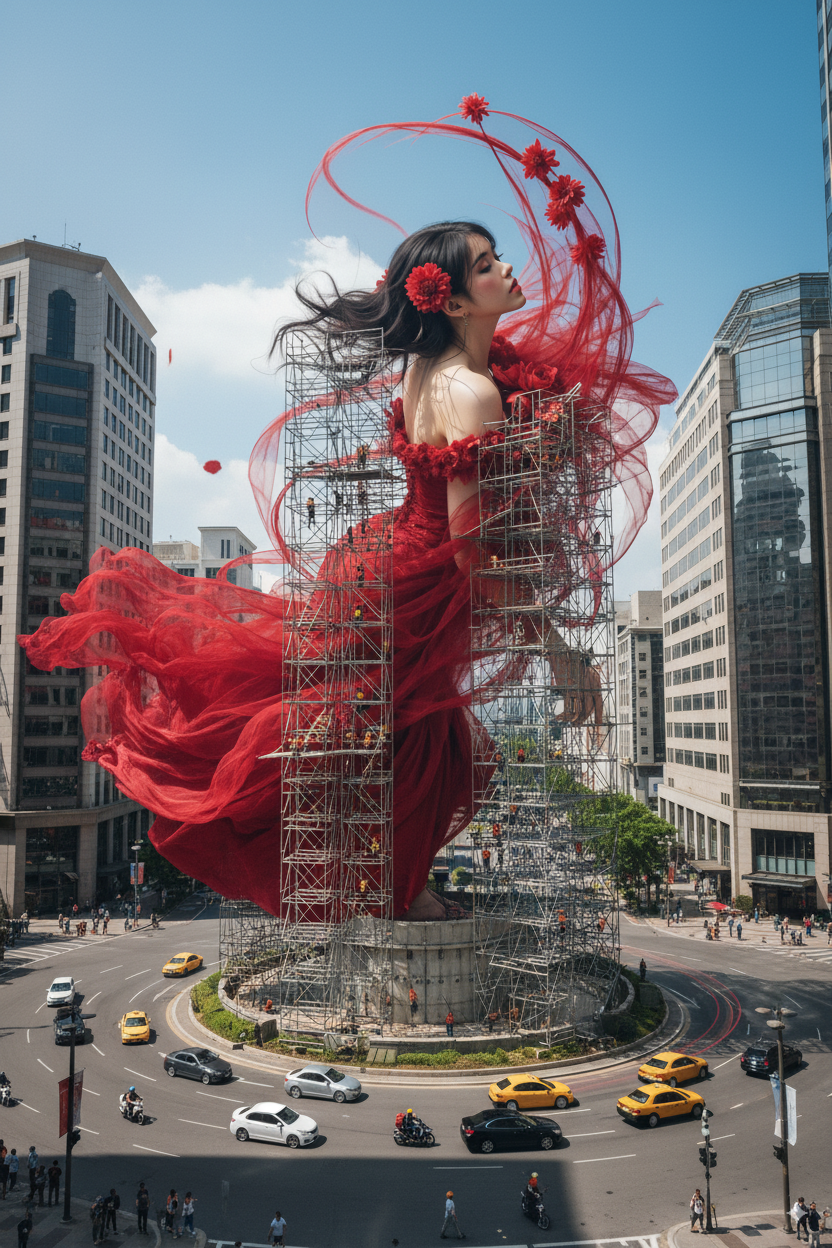 Nano Banana prompt: An ultra-realistic, giant statue (based on the upl... - Nano Banana
