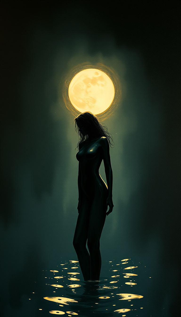 AI generated: FLUX prompt: A woman shrouded in mystery, her slender form a da... (FLUX - Portraits)