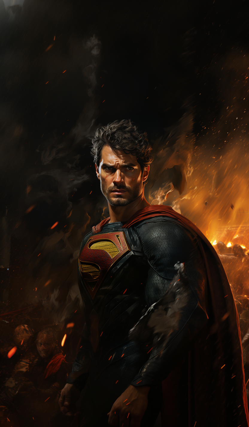 AI generated: Midjourney prompt: Superman, in dynamic, atmosphere of darkness and h... (Midjourney - Photography)
