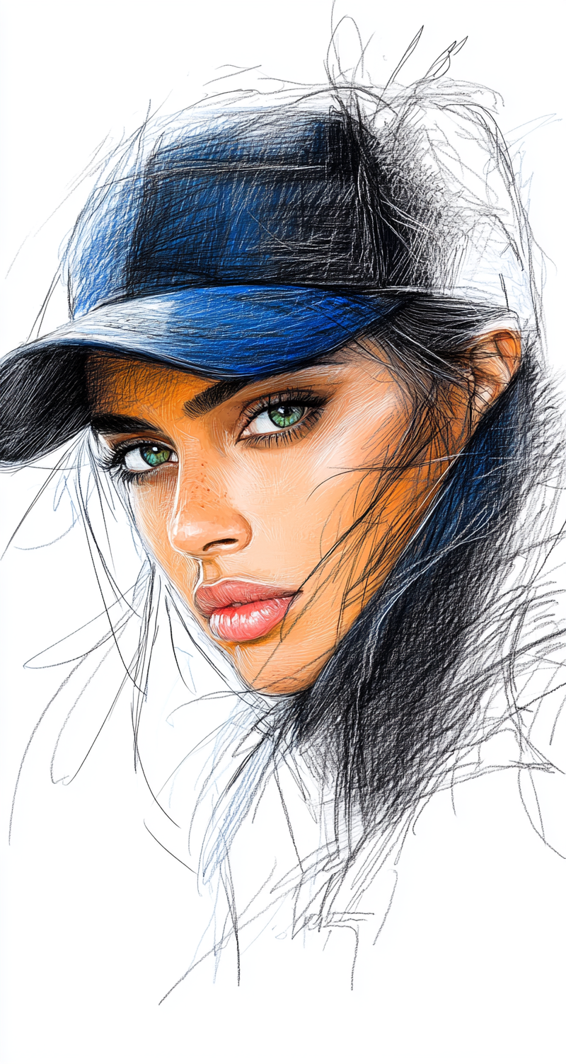 AI generated: Midjourney prompt: An expressionist charcoal sketch, a stunning woman... (Midjourney - Portraits)