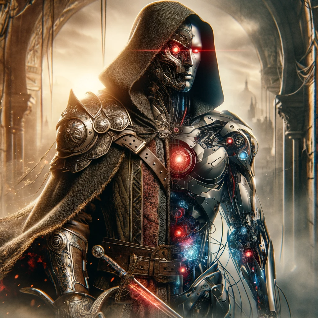 AI generated: The Cybernetic Mystic (ChatGPT Image - Character Design)