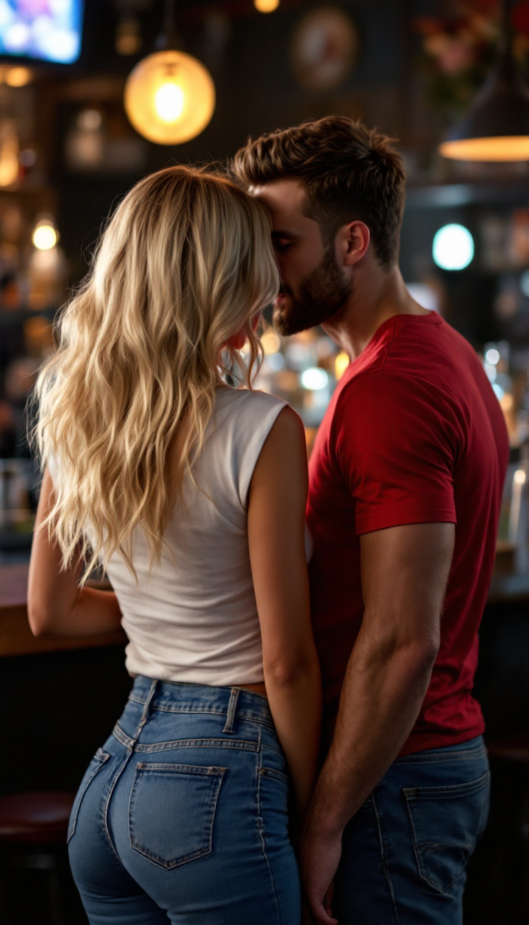 صورة مولدة بالذكاء الاصطناعي: FLUX prompt: From behind, photo of a blond woman, face unseen, ... (نموذج FLUX - صور شخصية)