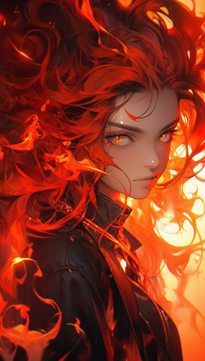 Midjourney prompt: An illustration of a fierce character with fiery r... - Midjourney