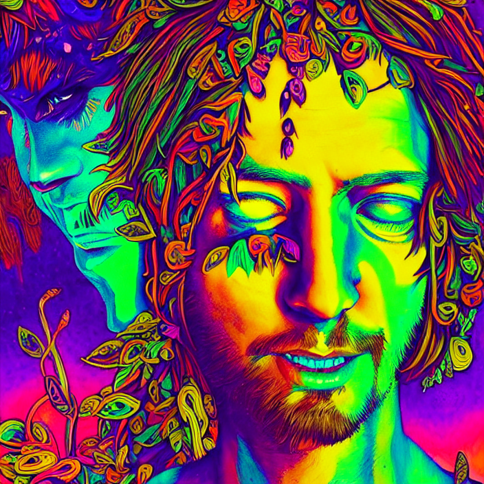 Stable Diffusion prompt: bright psychedelic portrait of s...