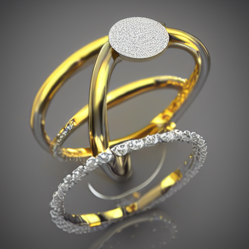 Stable Diffusion prompt: Ring in gold and silver, modeled...