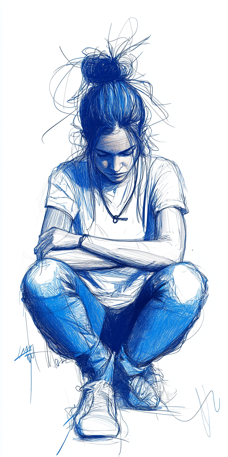 AI generated: Midjourney prompt: A minimalist sketch of a woman, delicate, very bas... (Midjourney - Portraits)