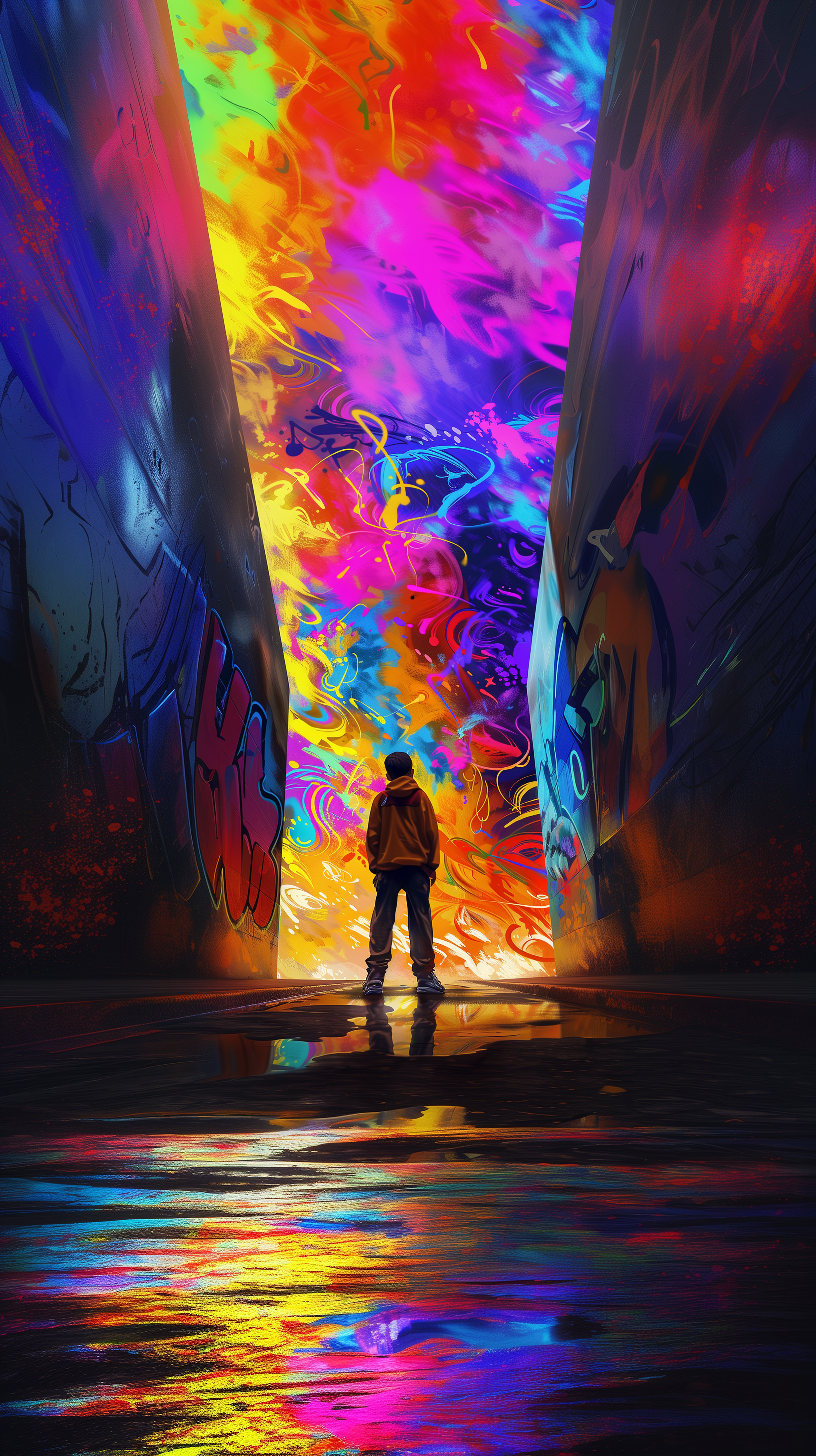 AI generated: Midjourney prompt: digital illustration, street art, lone figure, see... (Midjourney - Concept Art)