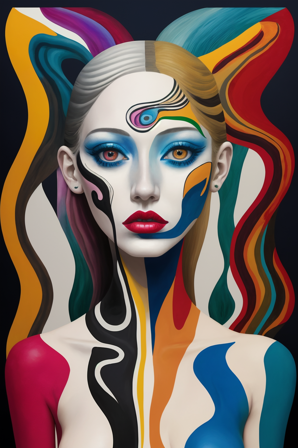 AI generated: DucHaitenAIart prompt: an abstract painting of a (kate moss: amber heard:... (DucHaitenAIart - Portraits)