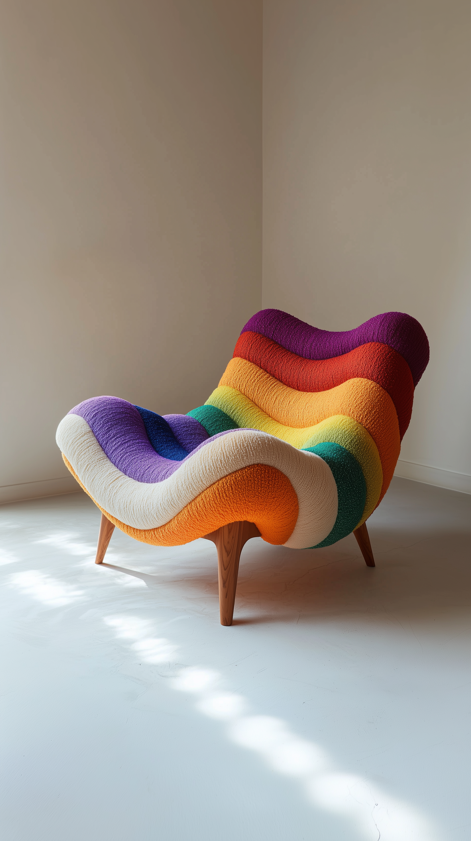 AI generated: Rainbow Rope sofa (Midjourney - Photography)