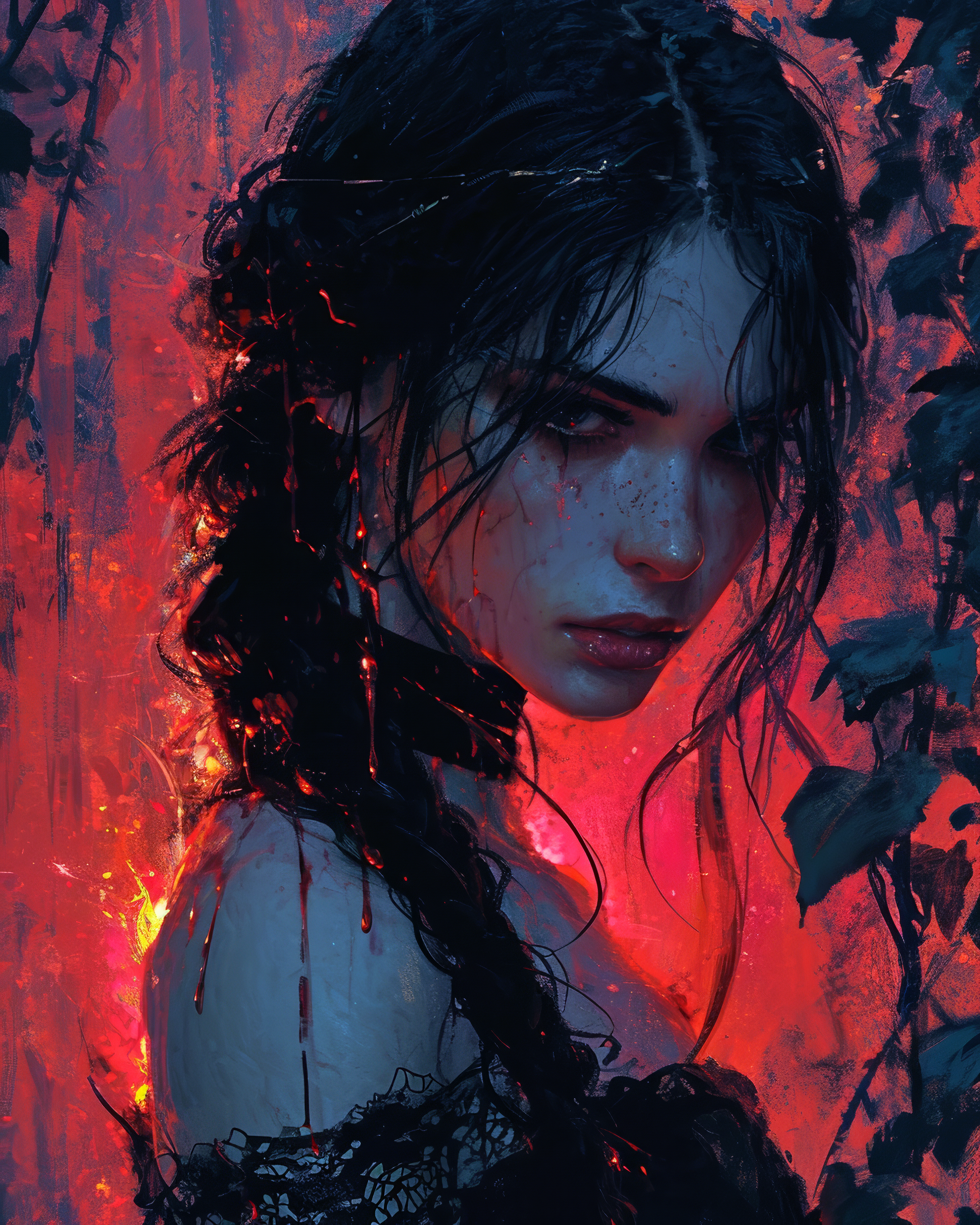AI generated: Girl in dripping (Midjourney - Concept Art)