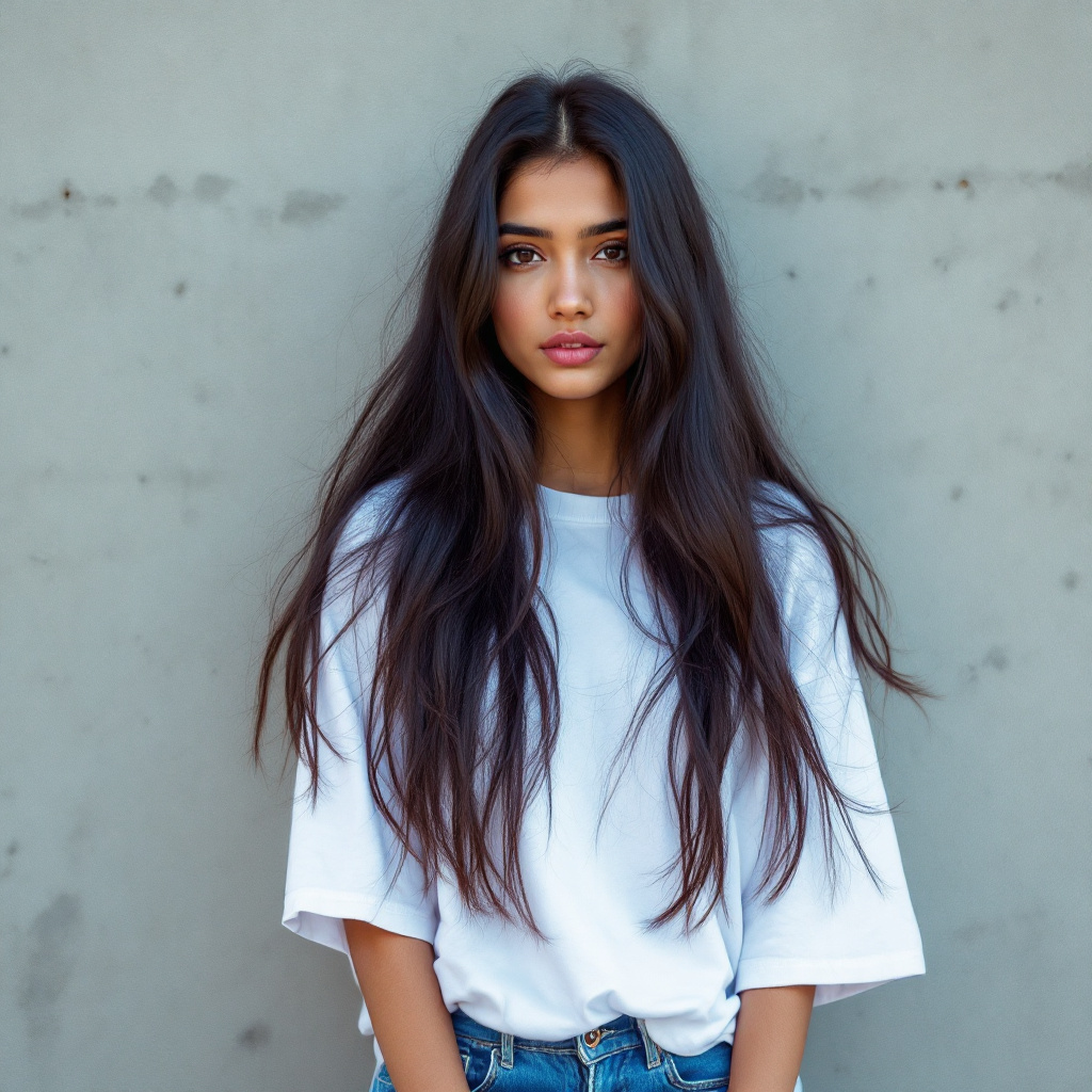 FLUX prompt: A indian girl, 16, with long black hair and fair s... - FLUX