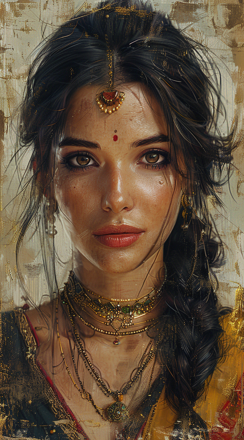 AI generated: Midjourney prompt: a painting of a woman, in the style of multiple fi... (Midjourney - Portraits)