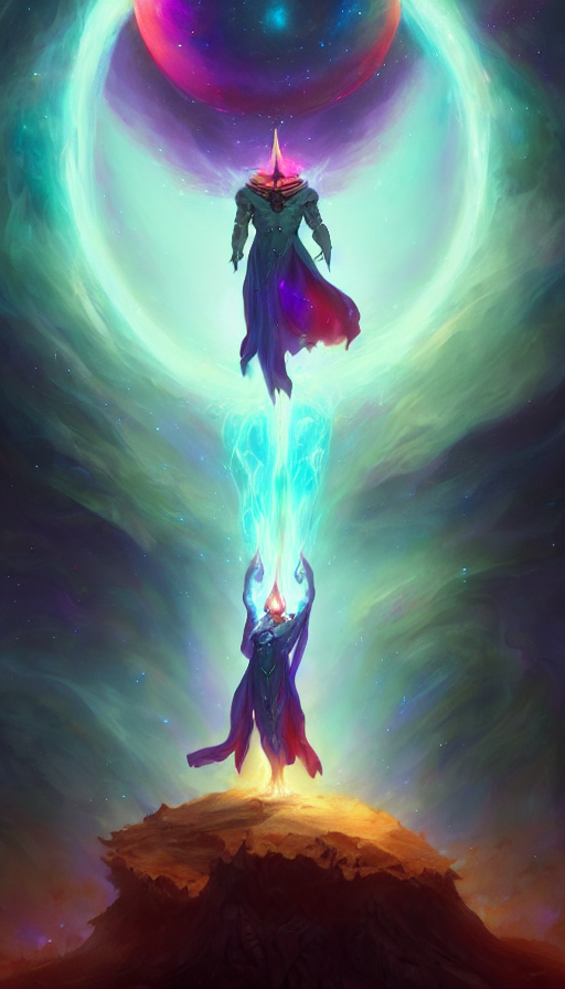 Stable Diffusion prompt: cosmic wizard with a cape, epic ...