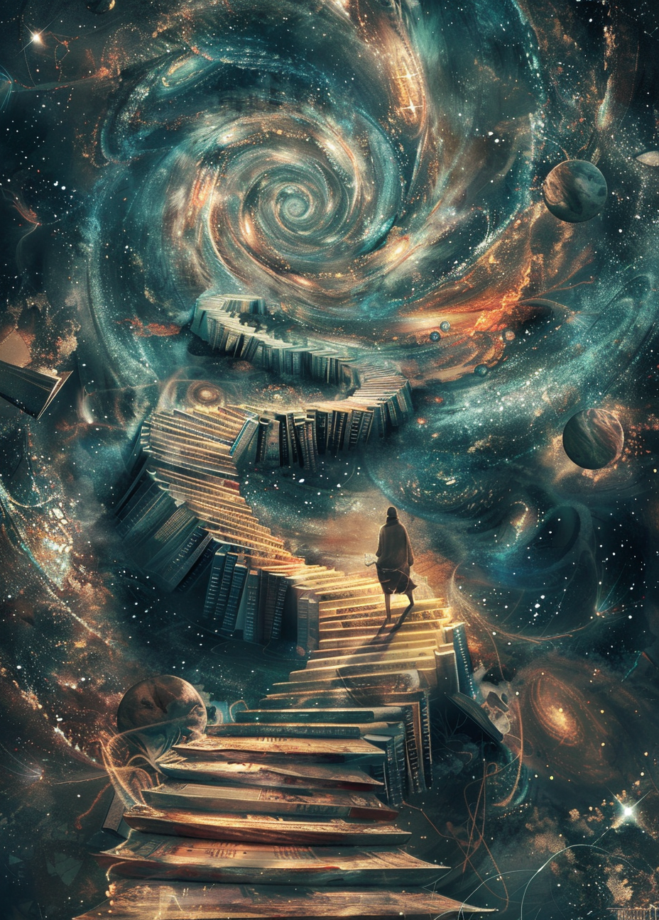 AI generated: Midjourney prompt: A dreamy illustration of an infinite staircase lea... (Midjourney - Architecture)