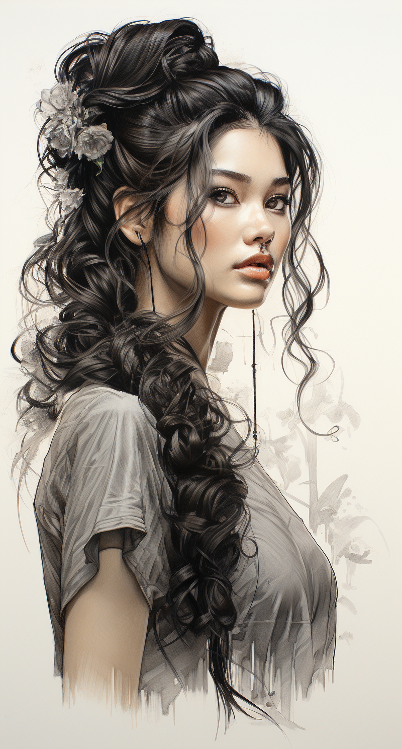 AI generated: Midjourney prompt: a stunning sketch of a beautiful Japanese woman, s... (Midjourney - Portraits)