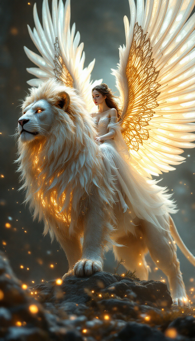 FLUX prompt: A full body photo shot of an angelic mythica...