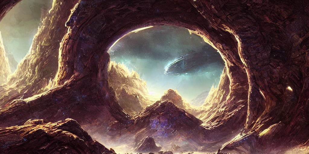 Stable Diffusion prompt: an alien world landscape visible...