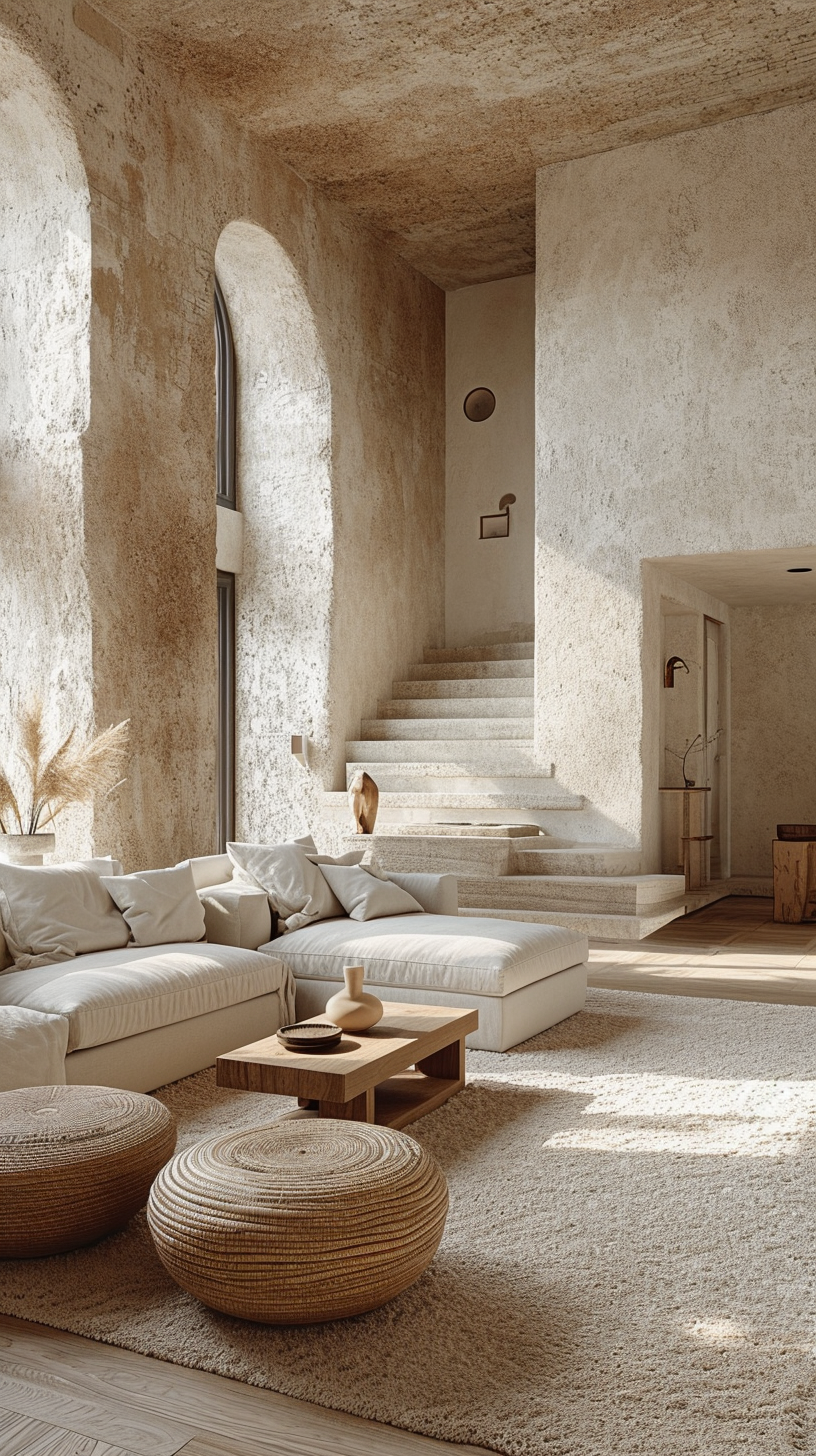 minimalist interior natural light wood linen