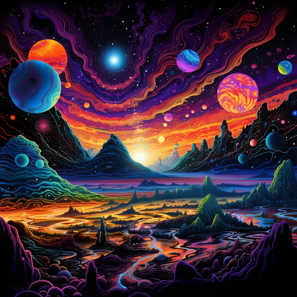 AI generated: Black light art (Midjourney - Concept Art)