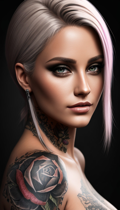 صورة مولدة بالذكاء الاصطناعي: Tattooed Female Digital Photography (نموذج Stable Diffusion - تصوير فوتوغرافي)
