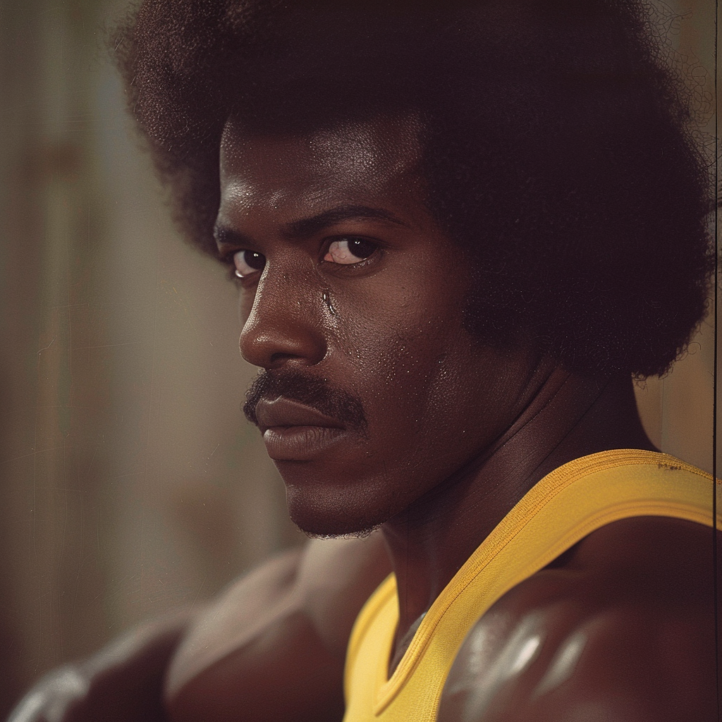 Midjourney prompt: Close-up portrait of an Olympic athlete, a muscula... - Midjourney