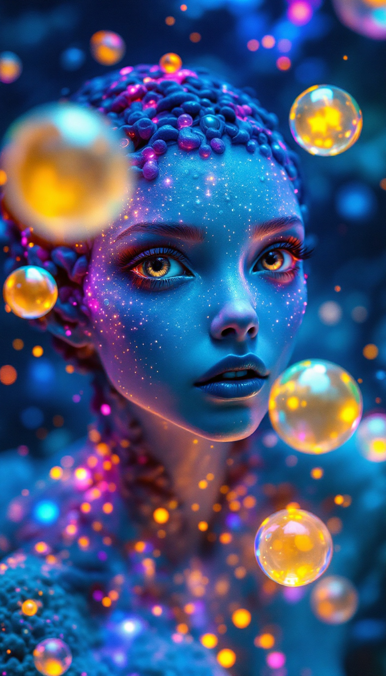 AI generated: FLUX prompt: Surreal 4k painting of an alien princess with expr... (FLUX - Concept Art)
