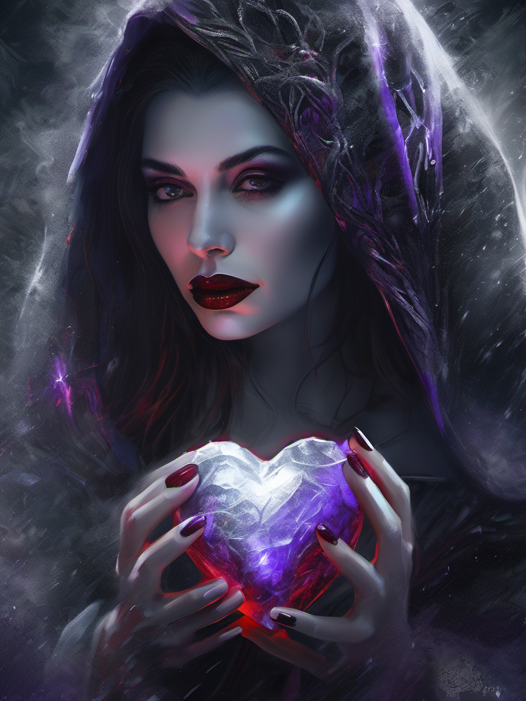AI generated: Stable Diffusion prompt: a young witch holding a frozen heart, in the style... (Stable Diffusion - Concept Art)