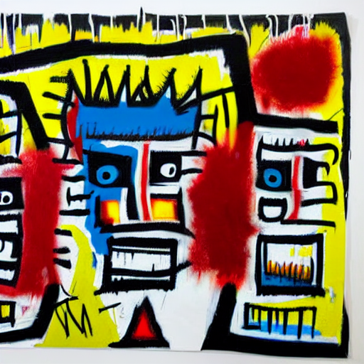 Stable Diffusion prompt: A Basquiat style painting with g...