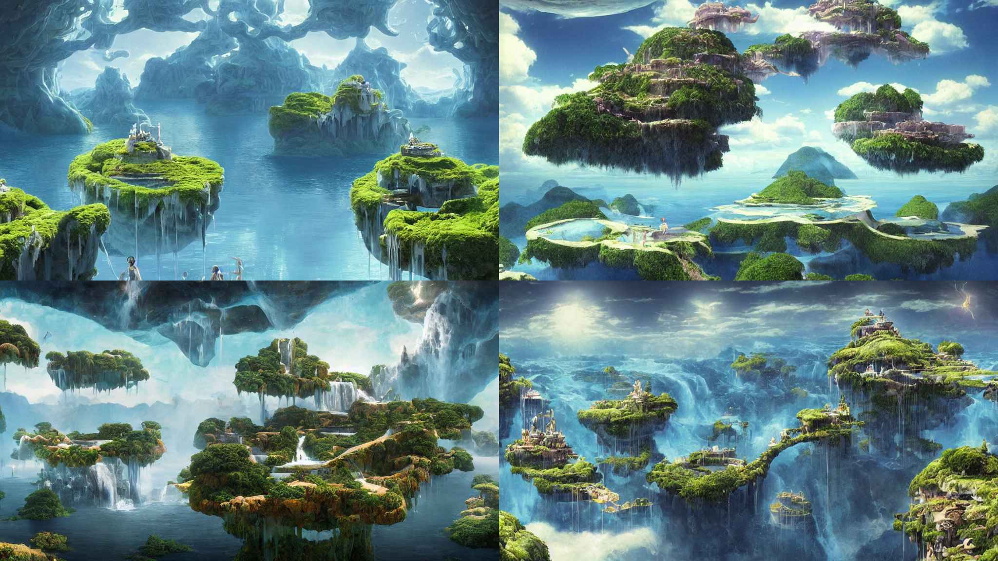 Stable Diffusion prompt: floating islands with waterfalls...