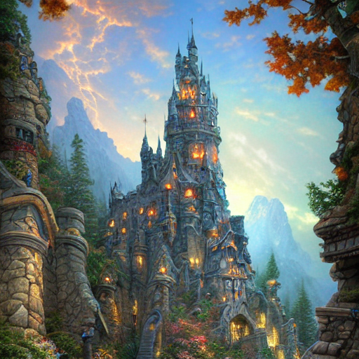 Stable Diffusion prompt: Hyperdetailed Stone Castle on a ...