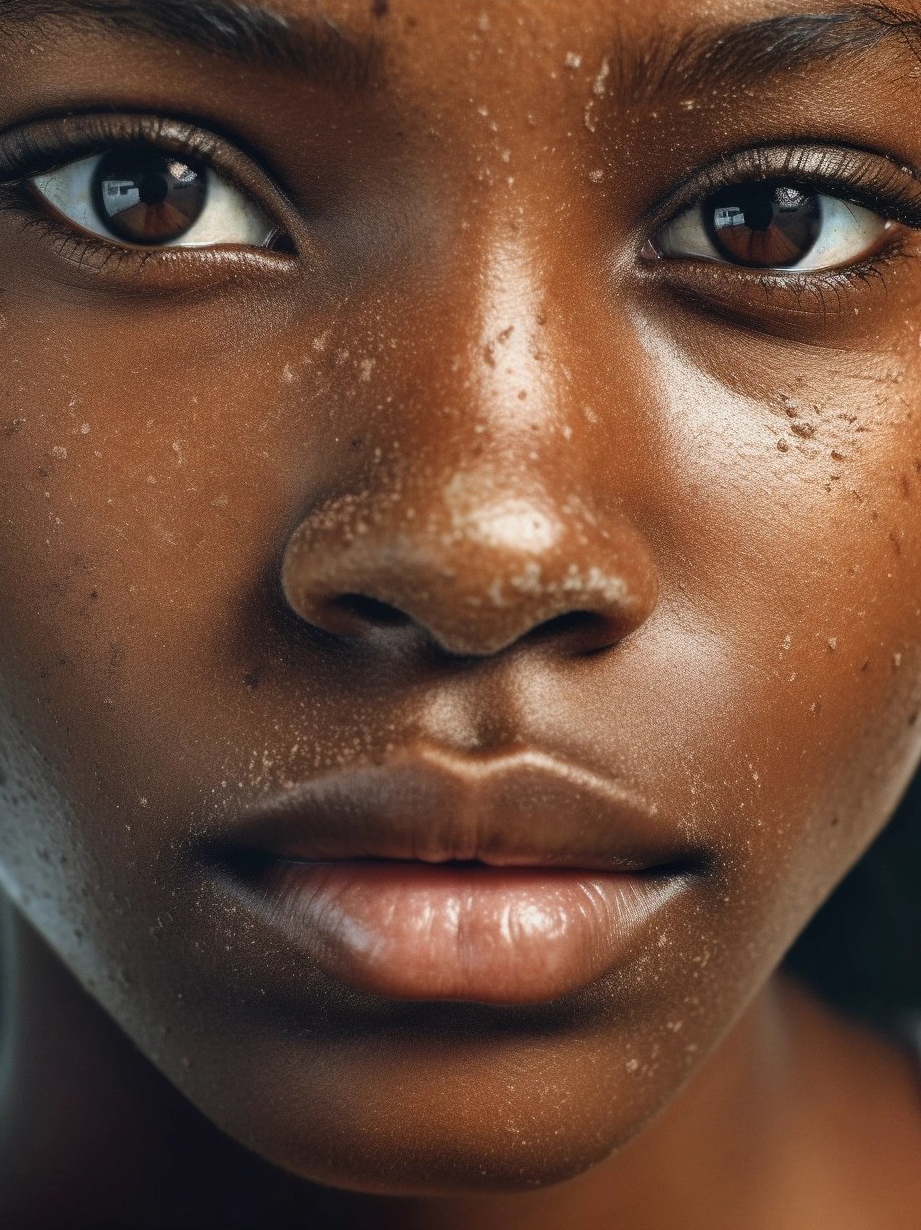 AI generated: Midjourney prompt: a close up of a woman with freckles on her face, a... (Midjourney - Portraits)