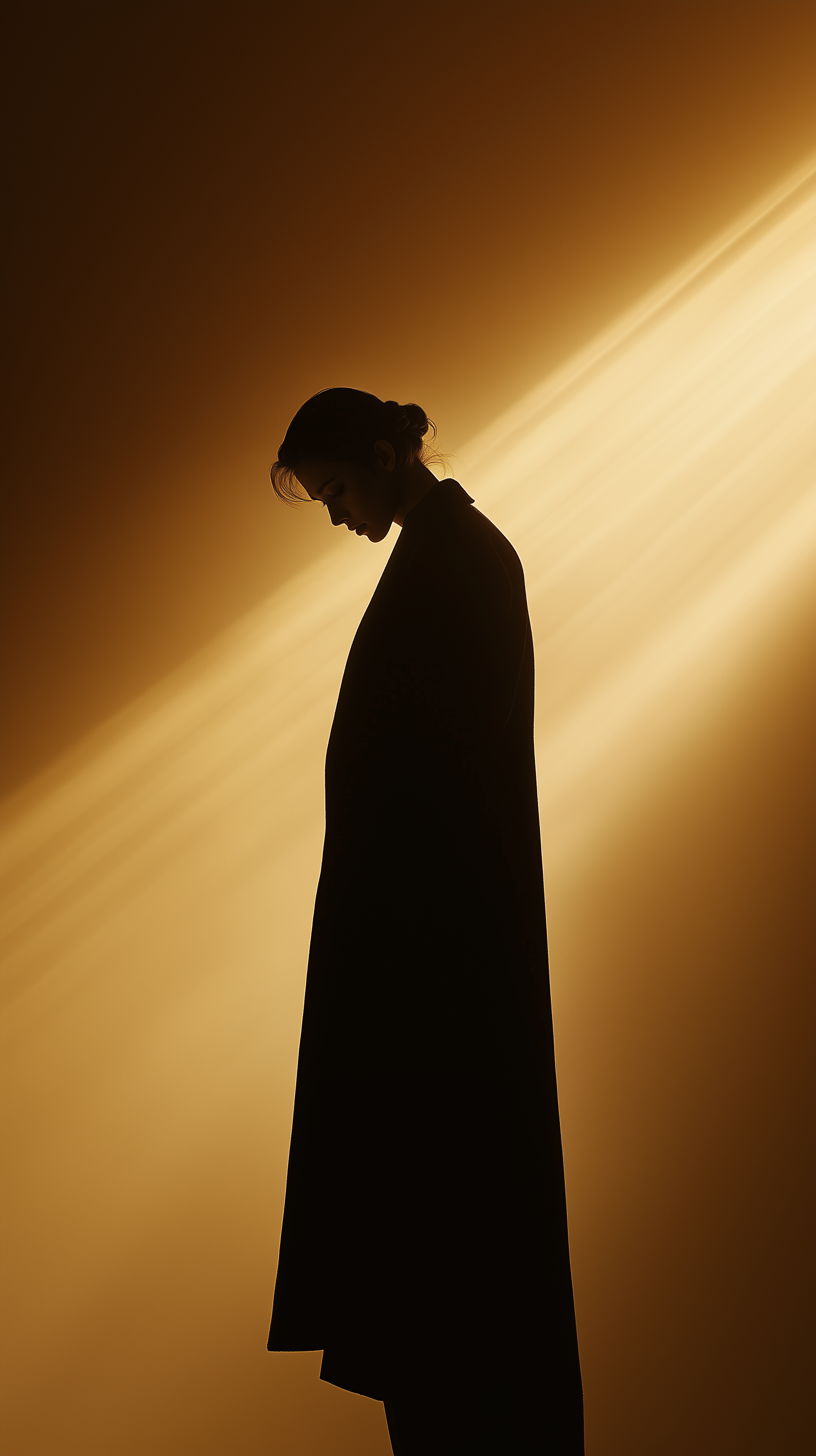 AI generated: Midjourney prompt: elegant figure draped in a dark coat stands agains... (Midjourney - Photography)