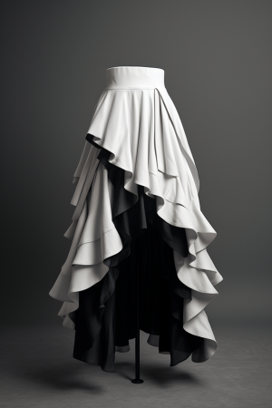 AI generated: Midjourney prompt: Front view of a skirt, edgy design, featuring asym... (Midjourney - Fashion)