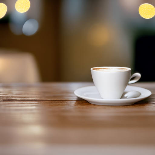 ceramic coffee cup wooden table morning light still life