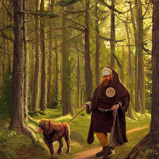Stable Diffusion prompt: Slavic dog head man, woolen tors...
