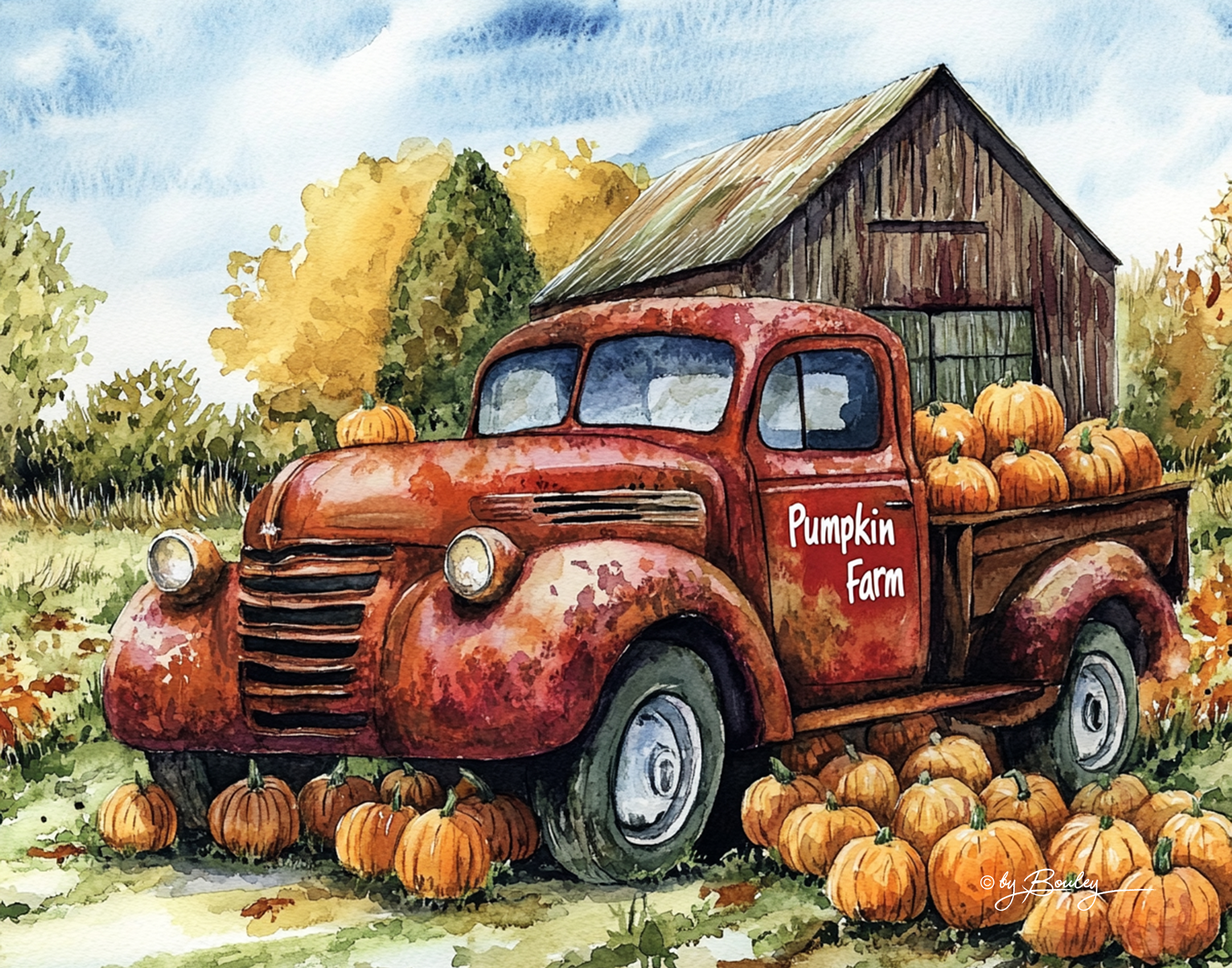 AI generated: Pumpkin Farm (Midjourney - Landscapes)