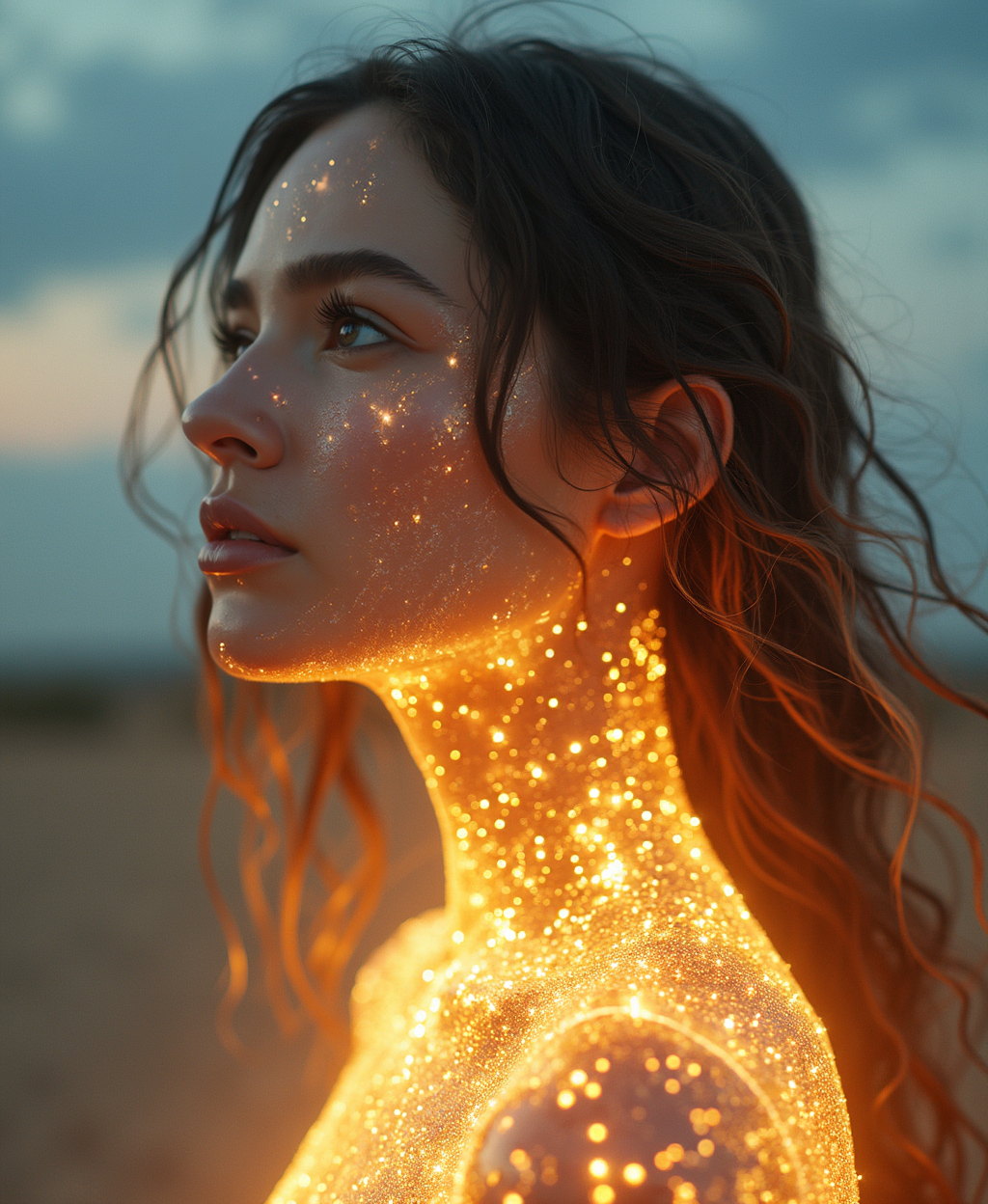 AI generated: FLUX prompt: A photorealistic 4K image of a woman with transpar... (FLUX - Portraits)