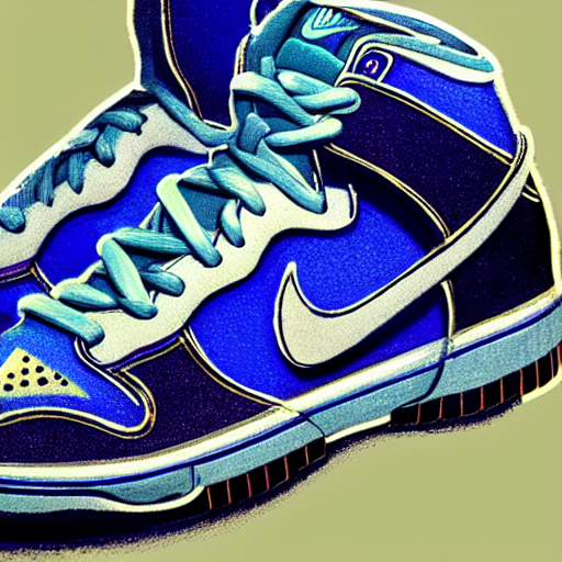 Stable Diffusion prompt: Creates an image of a blue Nike ...