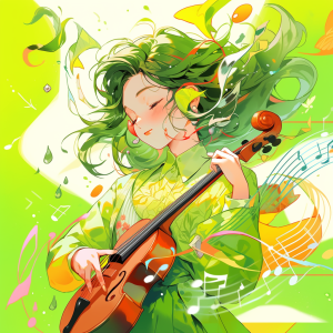 صورة مولدة بالذكاء الاصطناعي: Midjourney prompt: A passionate musician, playing in harmony, in the ... (نموذج Midjourney - أنمي)