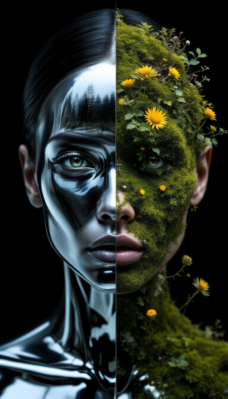 FLUX prompt: 15. An enigmatic, waist-up portrayal of a woman, h... - FLUX