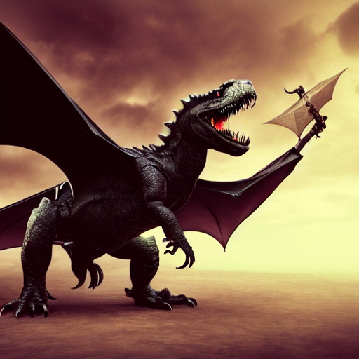 Stable Diffusion prompt: A Trex standing up straight, Hug...