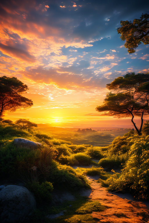 AI generated: Deliberate prompt: mj, ethereal sunset, maximum details (Deliberate - Landscapes)
