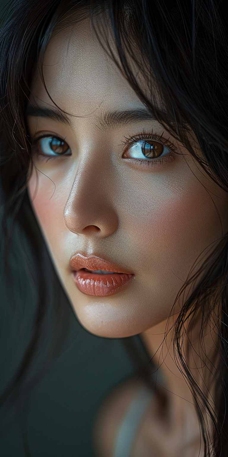Midjourney prompt: high definition photo, stunning Asian model, close... - Midjourney
