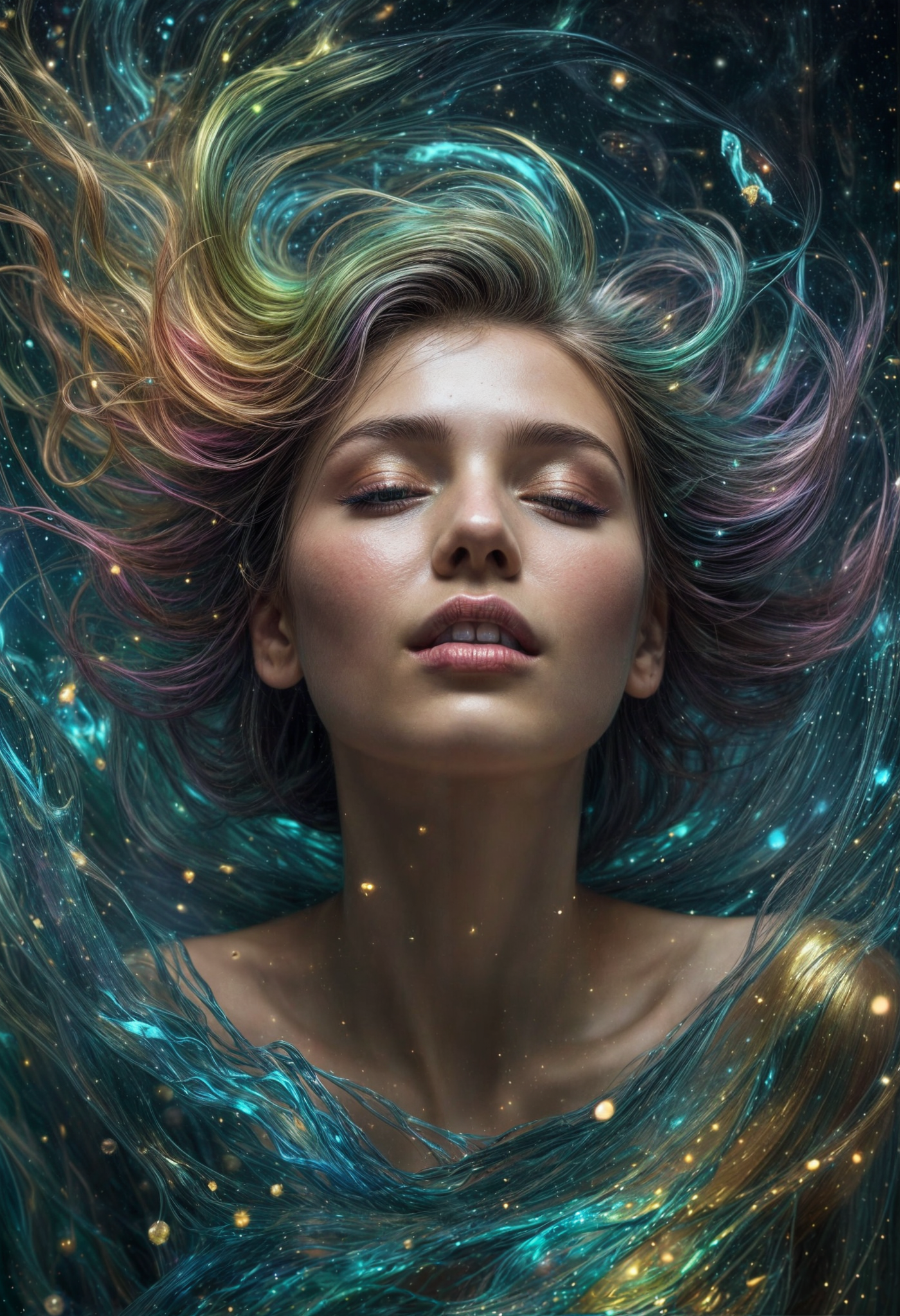 Stable Diffusion prompt: a surreal image of a woman floating in a supernatu... - Stable Diffusion