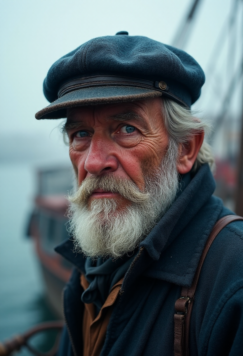 AI generated: FLUX prompt: A hyperrealistic portrait of a weathered sailor in... (FLUX - Portraits)