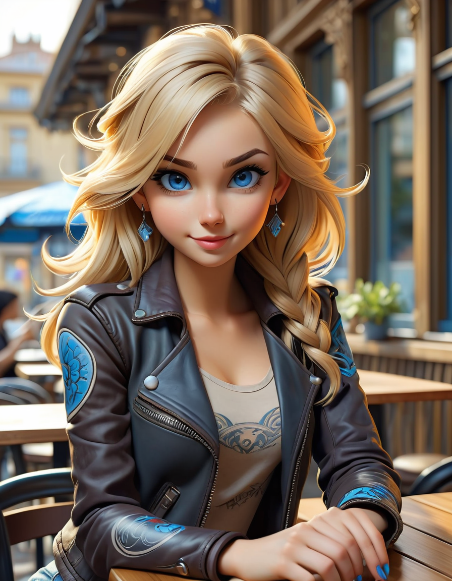 AI generated: Stable Diffusion prompt: a girl, blond hair, wry smile, blue eyes, tattooed... (Stable Diffusion - 3d Renders)
