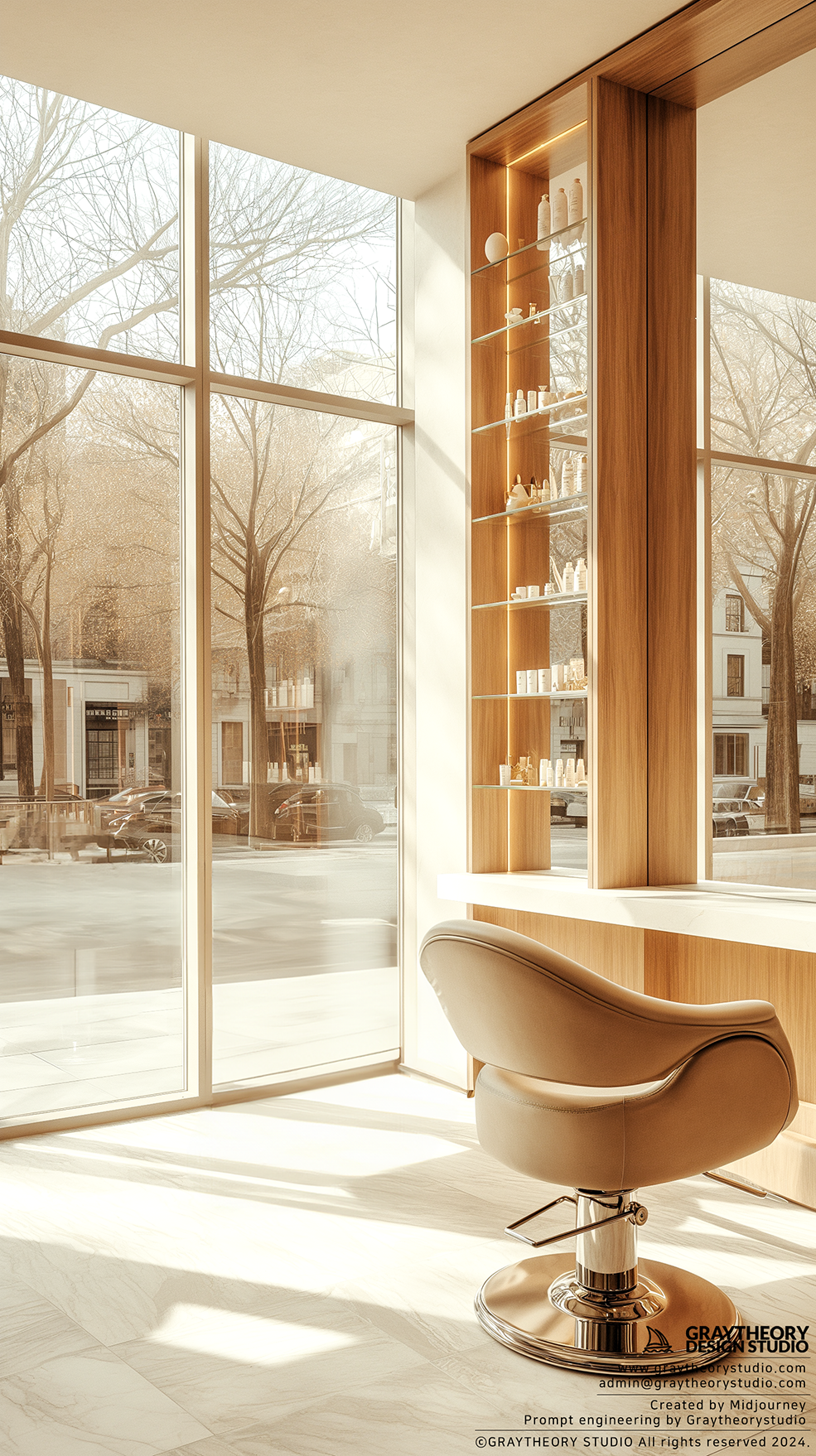 AI generated: Hair salon interior design (Midjourney - Interior Design)