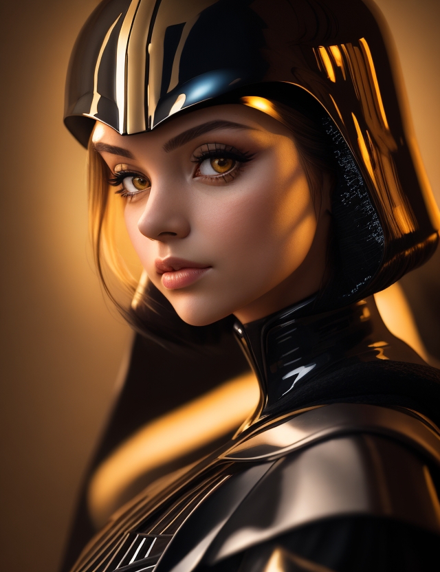 AI generated: Stable Diffusion prompt: A mysterious Darth Vader pin-up girl, illuminated ... (Stable Diffusion - Portraits)