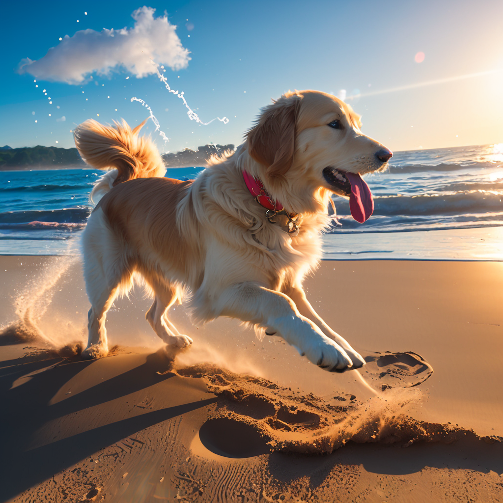 AI generated: Realistic Vision V2.0 prompt: A playful golden retriever| in full sprint across ... (Realistic Vision V2.0 - Photography)