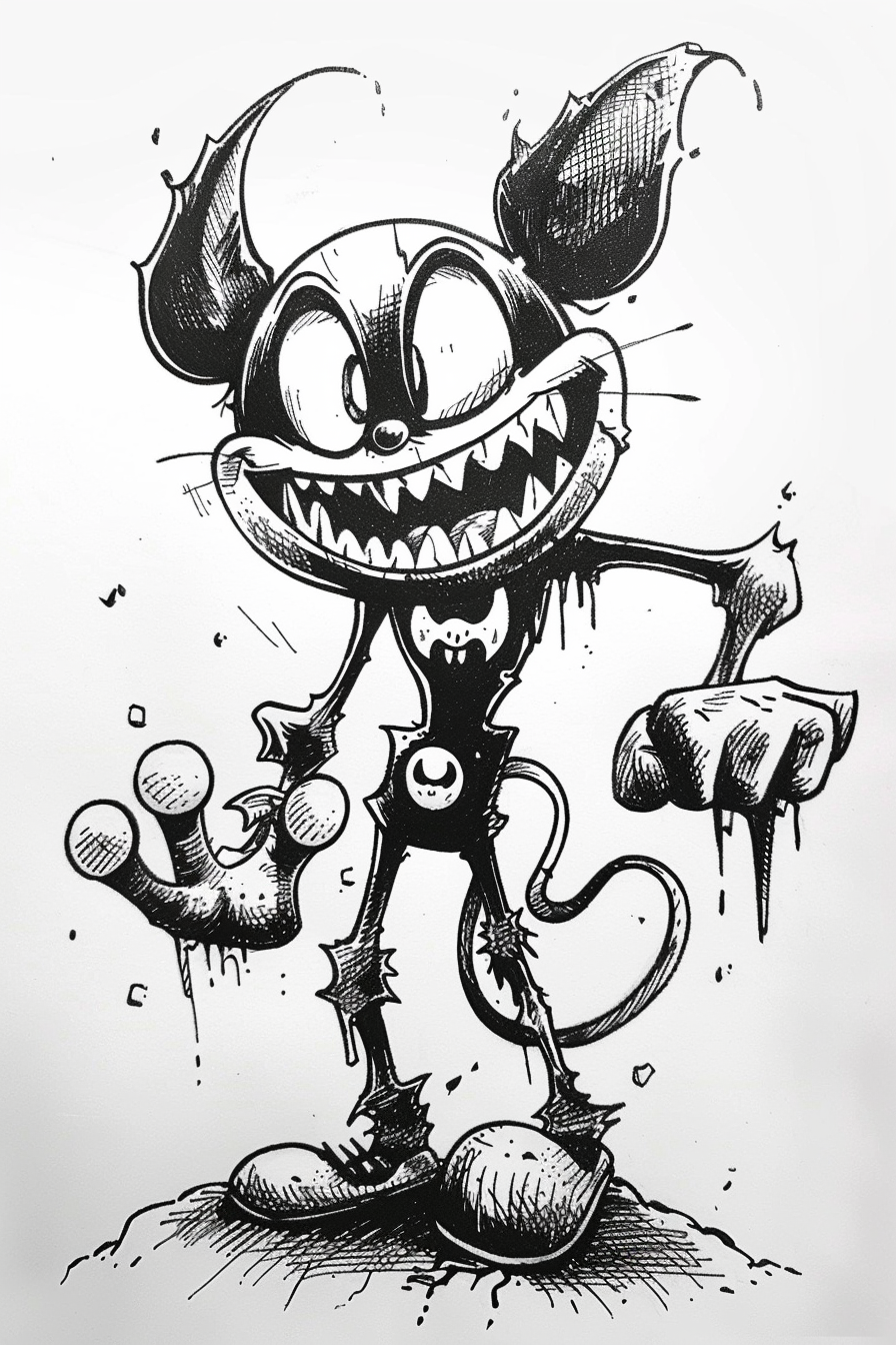 Midjourney prompt: cute cartoon villain, in the style of cuphead, ink... - Midjourney